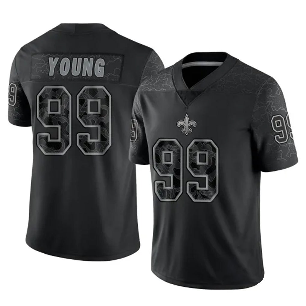 Tlead NO.Saints #99 Chase Young Player Black Limited Reflective Home Game Stitched Jerseys