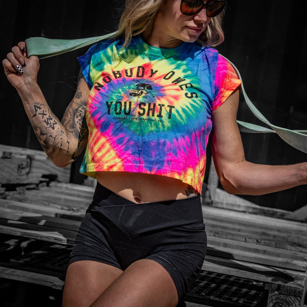 CustomNameinc cheap jerseys Ordering Nobody Owes You Shit Skull Women's Crop Heavyweight Tee