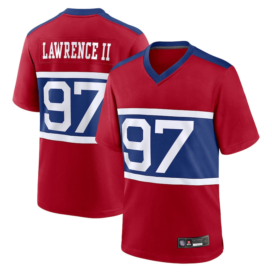 Tlead NY.Giants Secondary Throwback Alternate Jerseys - Red - #97 Dexter Lawrence II Player