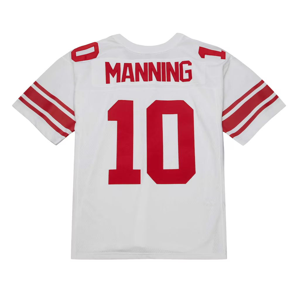 Tlead NY.Giants #10 Eli Manning Mitchell & Ness White Legacy Replica Stitched Puhic Jersey