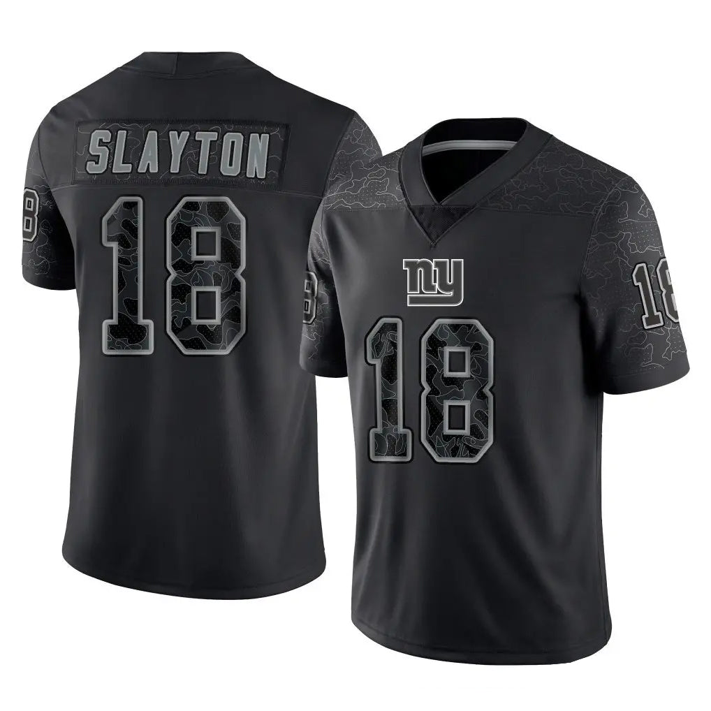 Tlead NY.Giants #18 Darius Slayton Player Black Limited Reflective Home Game Stitched Jerseys
