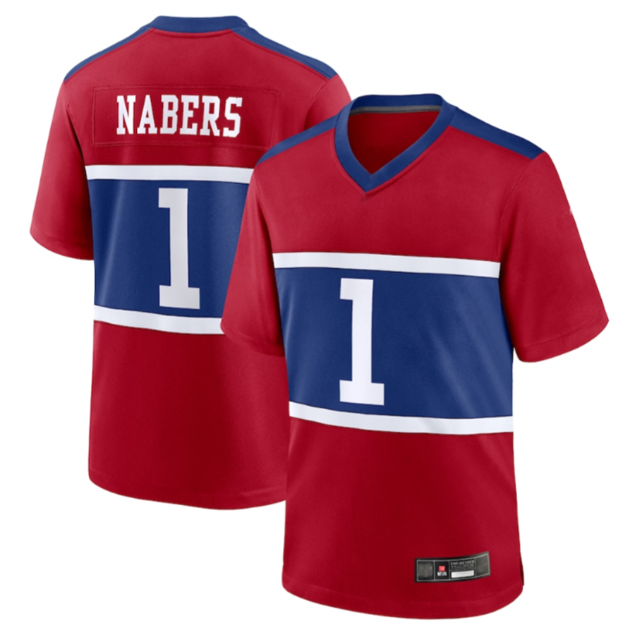 Tlead NY.Giants #1 Malik Nabers Century Red Alternate Game Stitched Jerseys