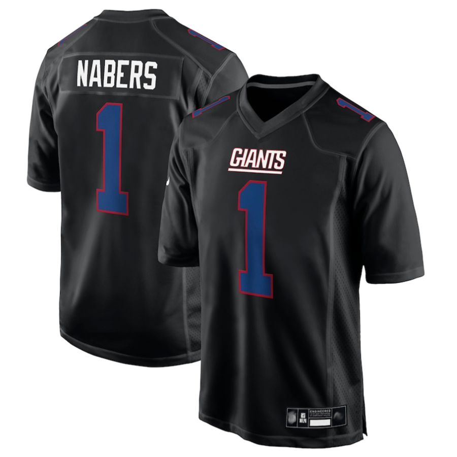 Tlead NY.Giants #1 Malik Nabers Player Carbon Black Fashion Stitched Jerseys