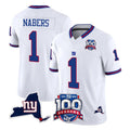 Tlead NY.Giants #1 Malik Nabers Player White 100th Season & State Patch Vapor Limited Home Game Stitched Jerseys