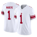 Tlead NY.Giants #1 Malik Nabers Player White Limited Vapor F.U.S.E. Home Game Stitched Jerseys