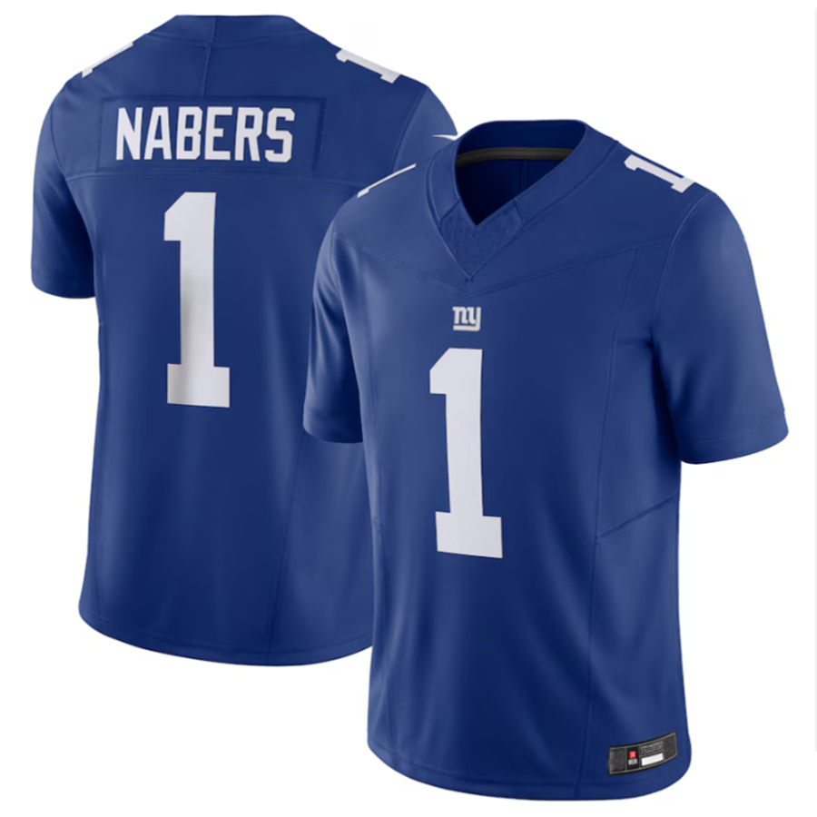 Tlead NY.Giants #1 Malik Nabers Royal Vapor F.U.S.E. Limited American Stitched Stitched Jersey