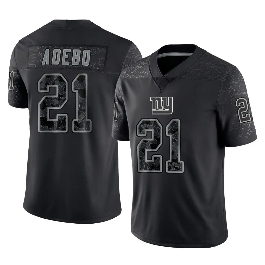 Tlead NY.Giants #21 Paulson Adebo Player Black Limited Reflective Home Game Stitched Jerseys