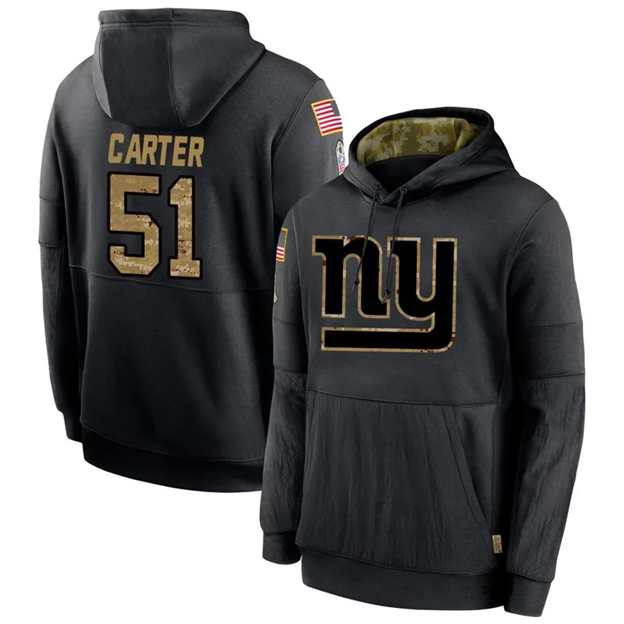 Tlead NY.Giants #51 Abdul Carter Player Black Salute to Service Hoodies Stitched Jerseys