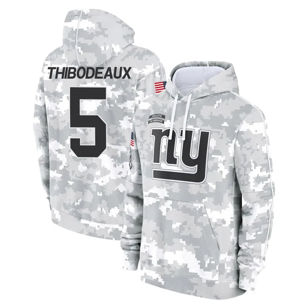 Tlead NY.Giants #5 Kayvon Thibodeaux Player Arctic Camo Salute to Service Pullover Hoodies Limited Game Stitched Jerseys