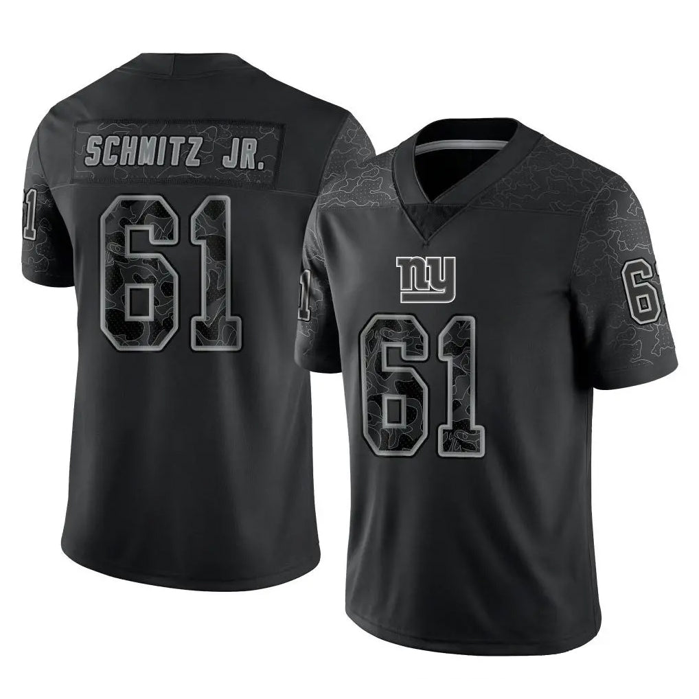 Tlead NY.Giants #61 John Michael Schmitz Jr. Player Black Limited Reflective Home Game Stitched Jerseys