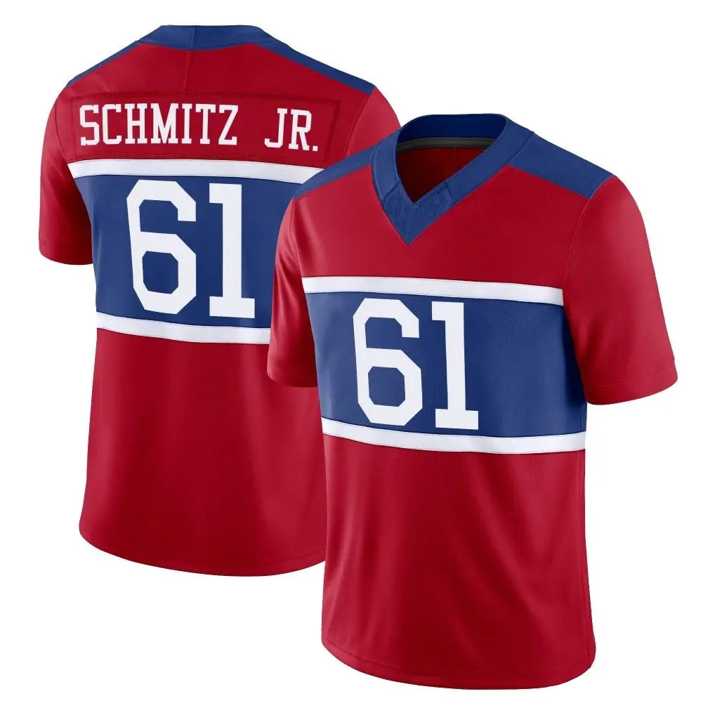 Tlead NY.Giants #61 John Michael Schmitz Jr. Player Red Century Vapor F.U.S.E. Home Game Stitched Jerseys