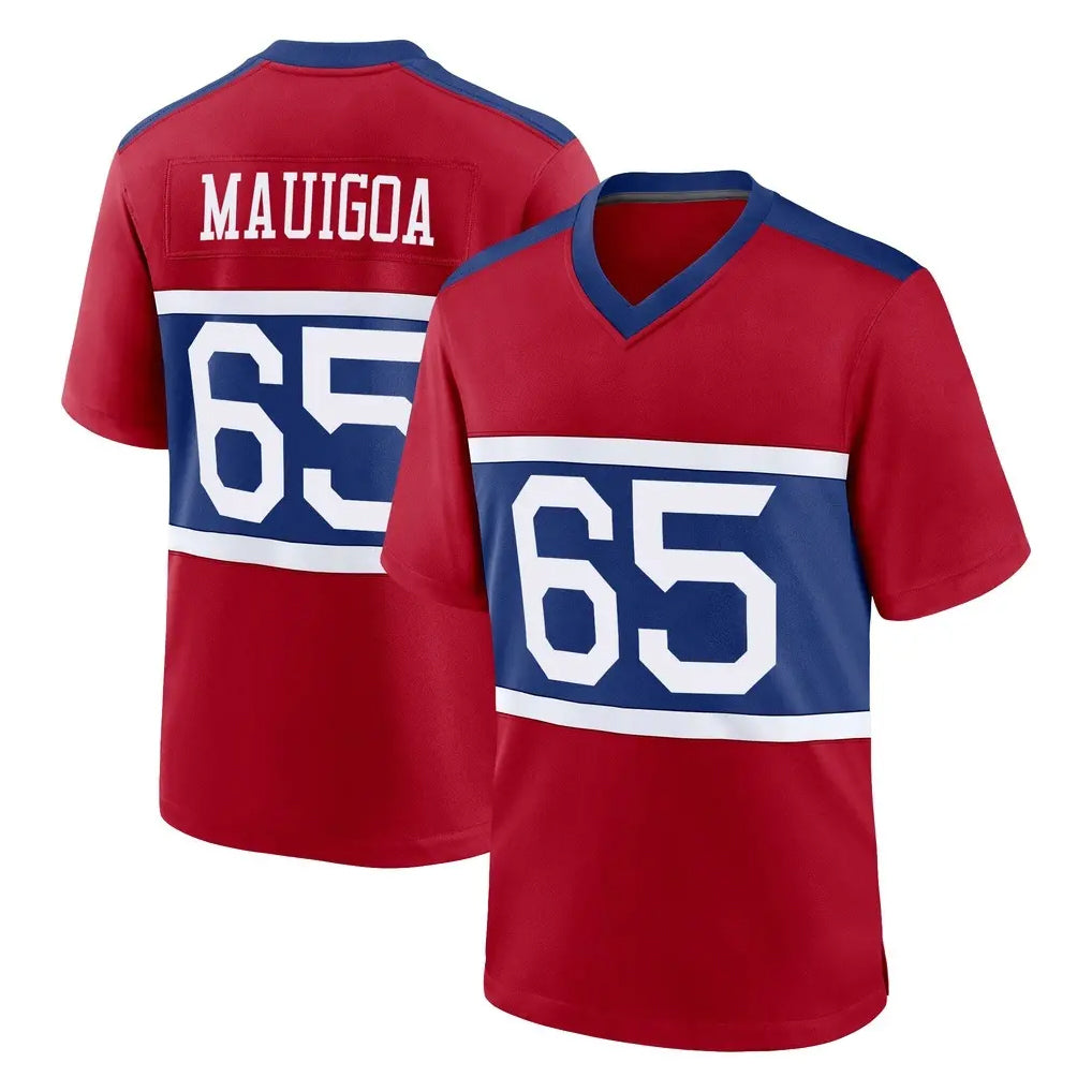 Tlead NY.Giants #65 Francis Mauigoa Player Red Century Home Game Stitched Jerseys