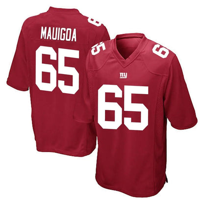 Tlead NY.Giants #65 Francis Mauigoa Player Red Home Game Stitched Jerseys