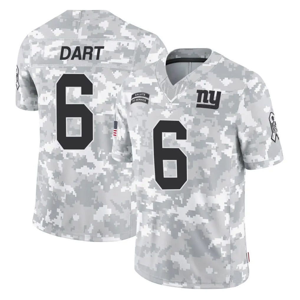 Tlead NY.Giants #6 Jaxson Dart Player Arctic Camo Salute To Service Limited Game Stitched Jerseys