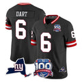 Tlead NY.Giants #6 Jaxson Dart Player Black 100th Season & State Patch Vapor Limited Home Game Stitched Jerseys