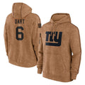 Tlead NY.Giants #6 Jaxson Dart Player Brown Salute to Service Pullover Hoodies Limited Game Stitched Jerseys