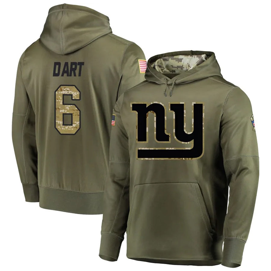 Tlead NY.Giants #6 Jaxson Dart Player Salute to Service Hoodies Stitched Jerseys