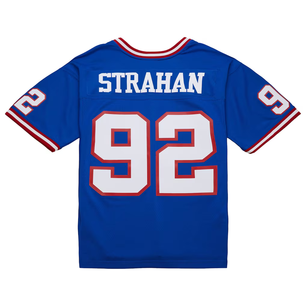 Tlead NY.Giants #92 Michael Strahan Mitchell & Ness Royal Big & Tall 1993 Retired Player Replica Stitched Puhic Jersey