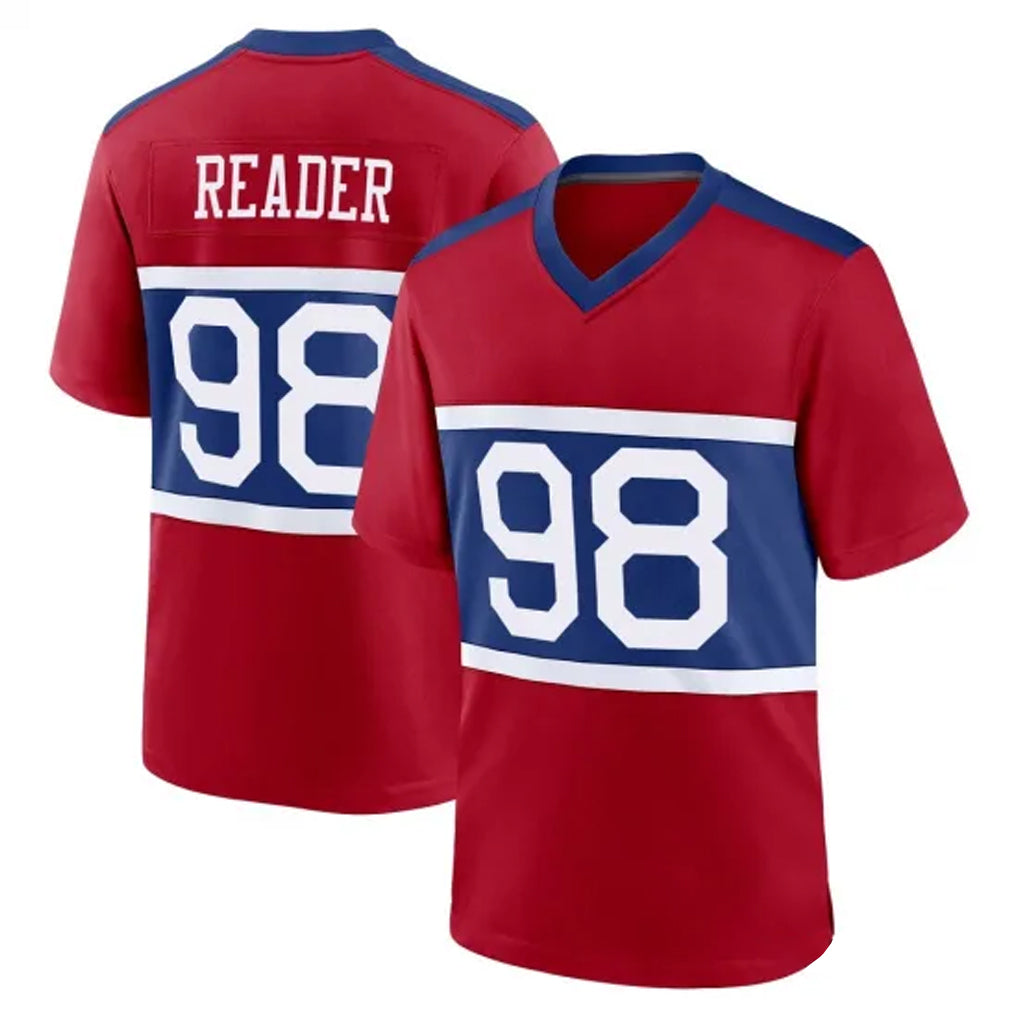 Tlead NY.Giants #98 DJ Reader Player Red Century Home Game Stitched Jerseys