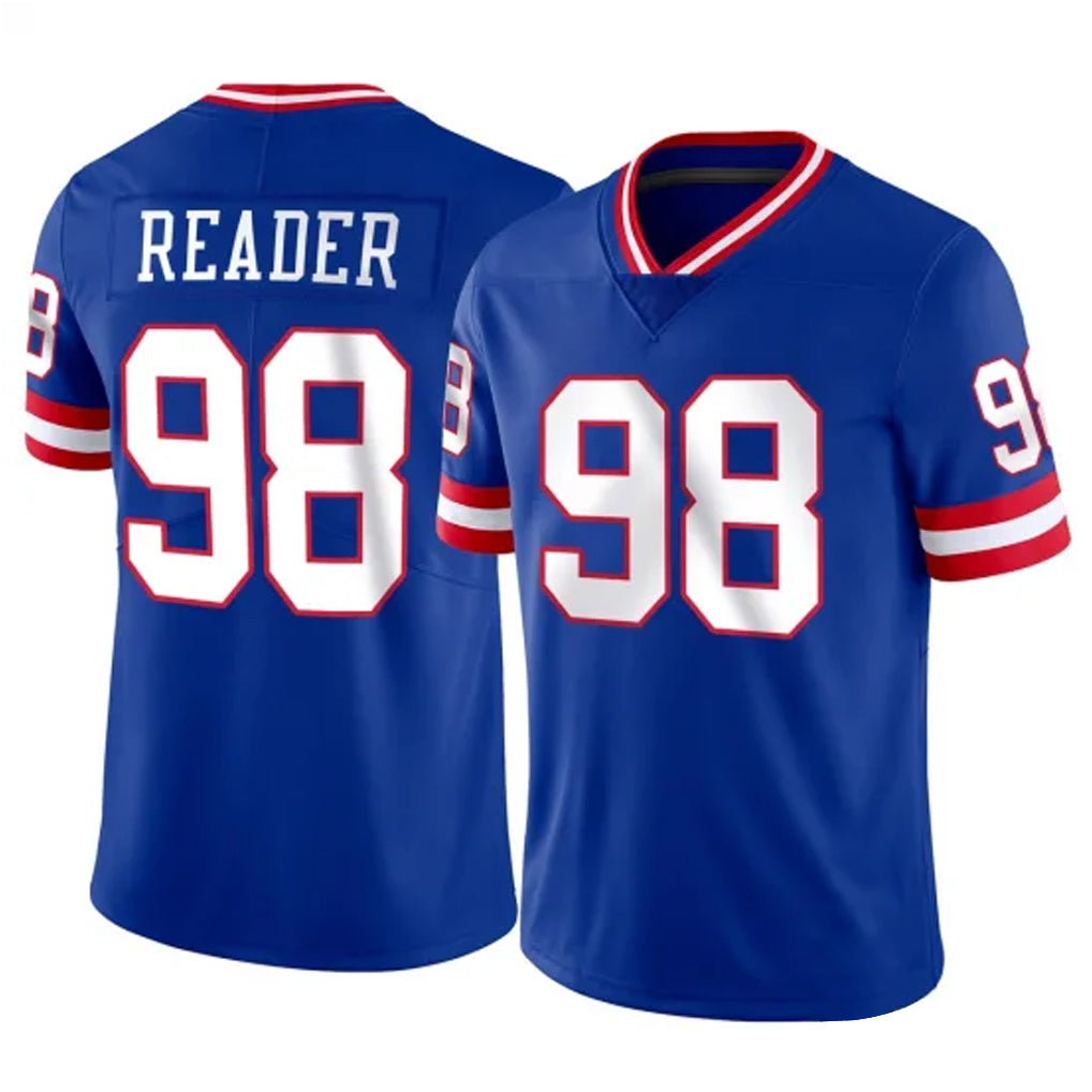 Tlead NY.Giants #98 DJ Reader Player Royal Classic Vapor Home Game Stitched Jerseys
