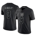 Tlead NY.Giants #9 Lsaiah Likely Player Black Limited Reflective Home Game Stitched Jerseys