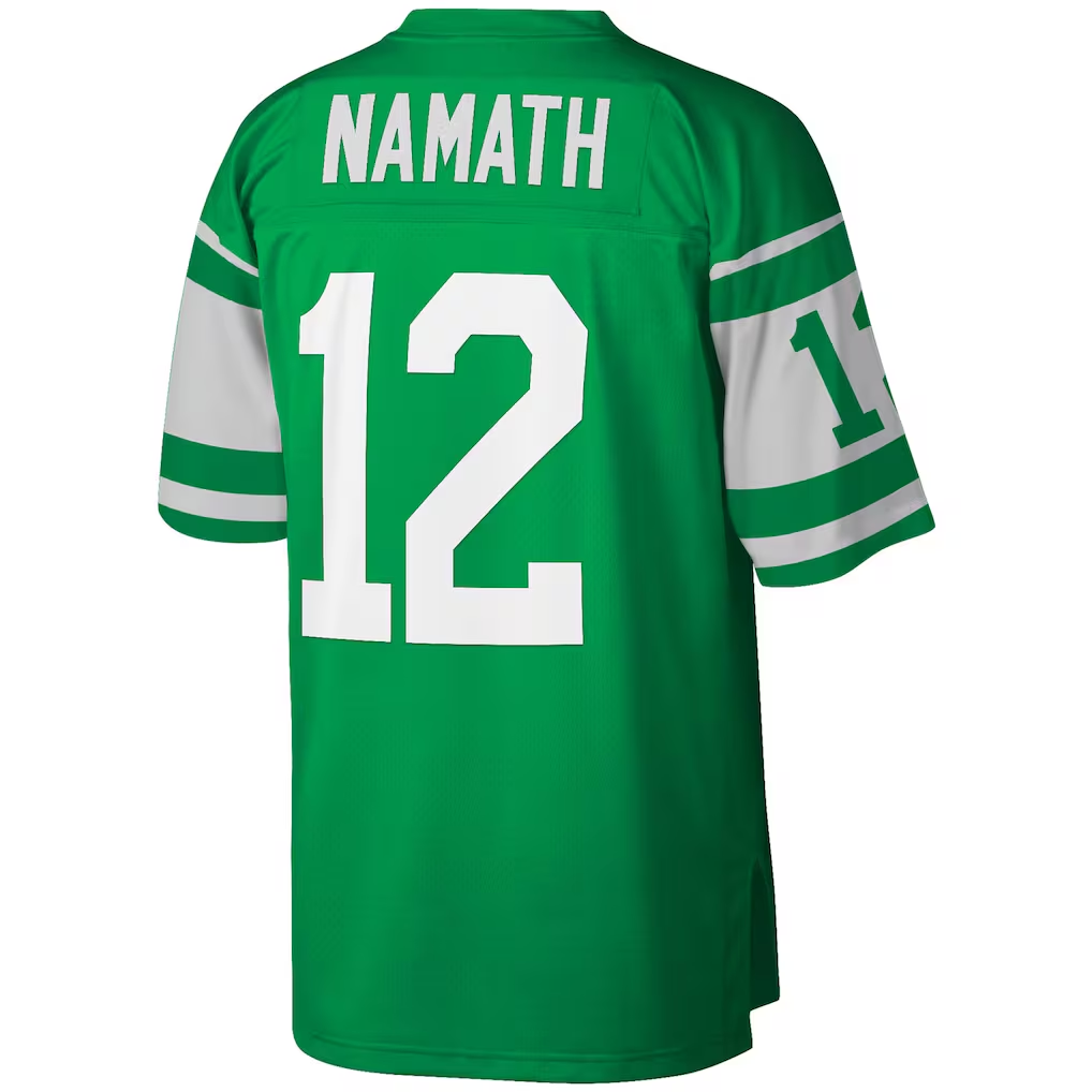 Tlead NY.Jets #12 Joe Namath Mitchell & Ness Kelly Green Legacy Replica Stitched Puhic Jersey