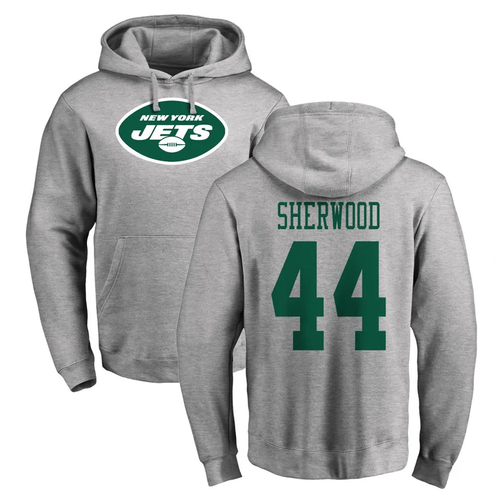Tlead NY.Jets #44 Jamien Sherwood Player Gray LOGO Pullover Hoodies Limited Game Stitched Jerseys