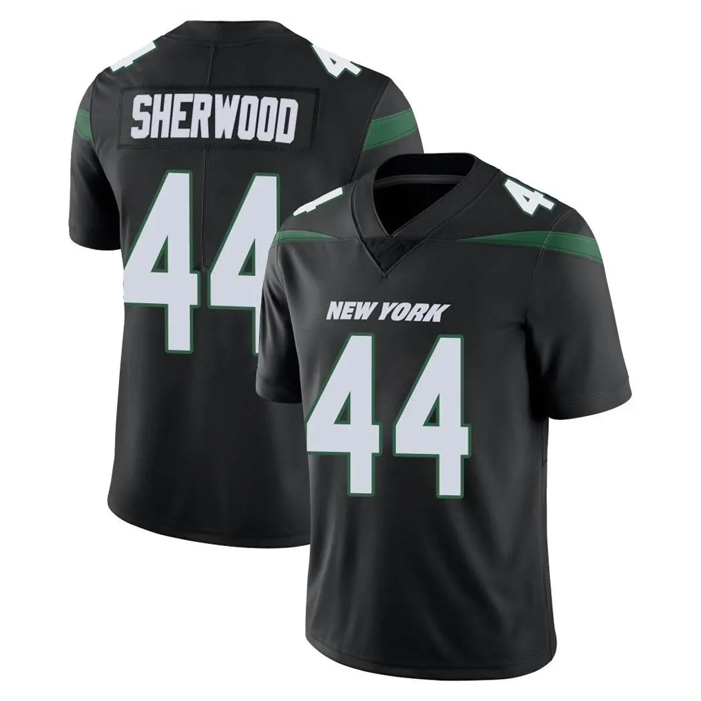 Tlead NY.Jets #44 Jamien Sherwood Player Stealth Black Limited Vapor Home Game Stitched Jerseys