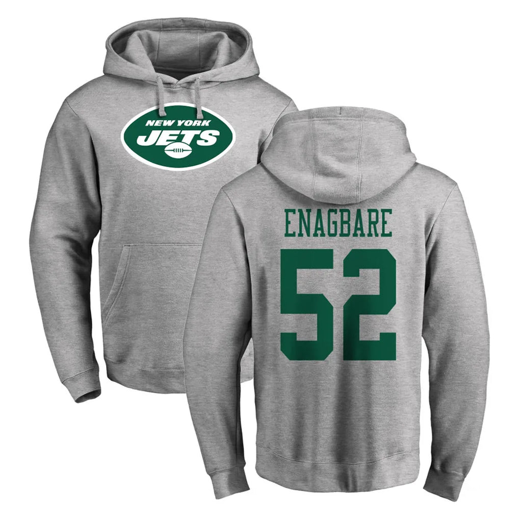 Tlead NY.Jets #52 Kingsley Enagbare Player Gray LOGO Pullover Hoodies Limited Game Stitched Jerseys