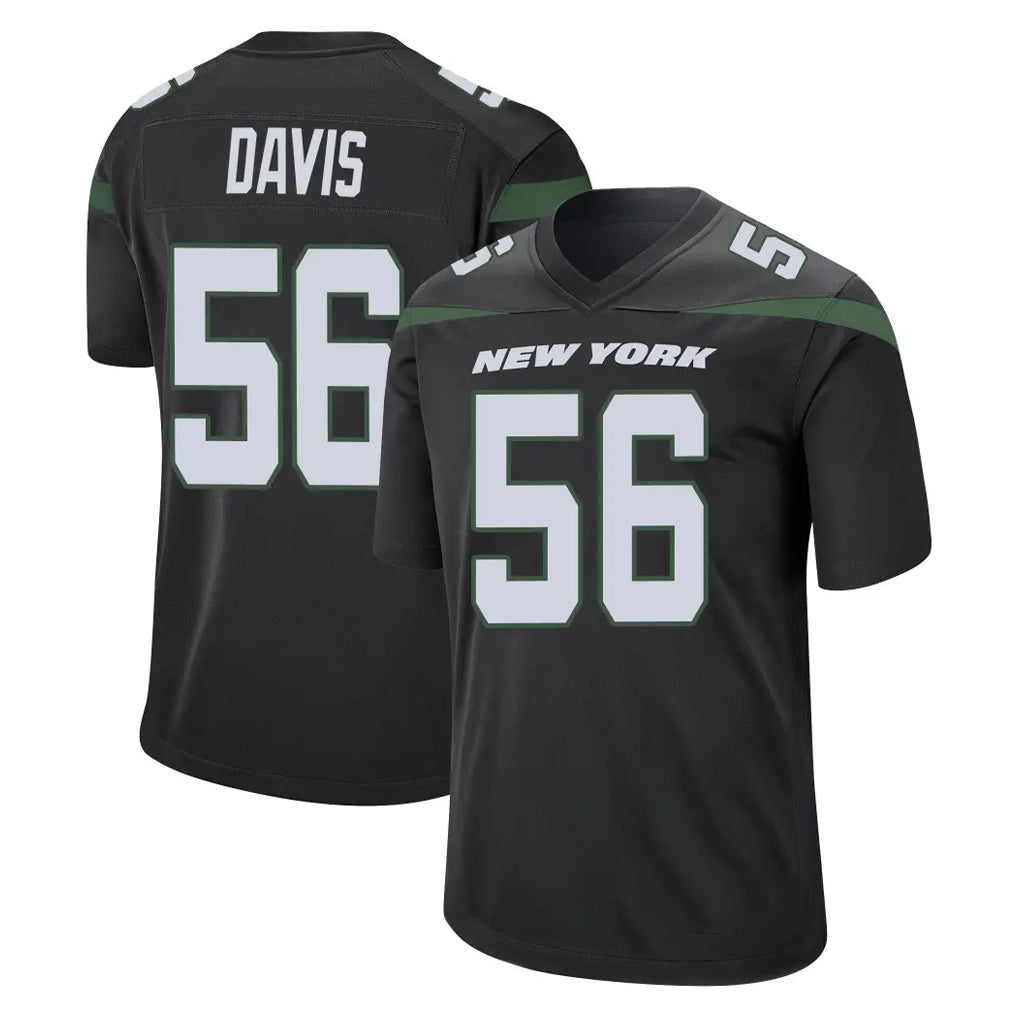 Tlead NY.Jets #56 Demario Davis Player Stealth Black Home Game Stitched Jerseys