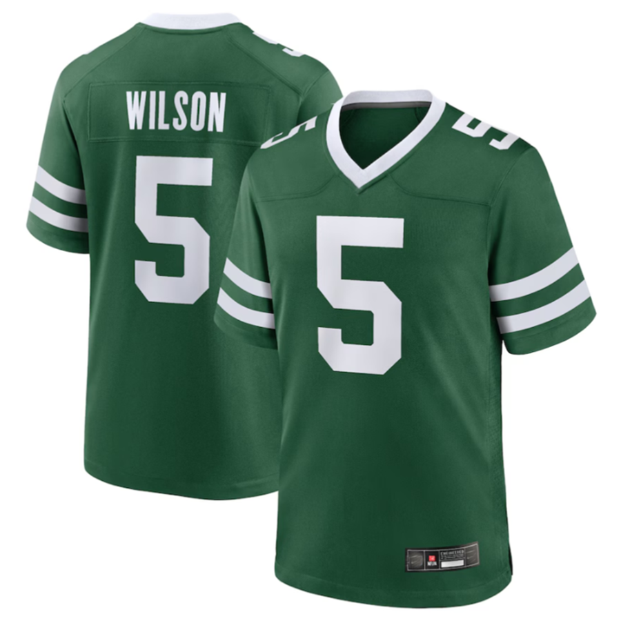 Tlead NY.Jets #5 Garrett Wilson Legacy Green Game Jersey Stitched American Stitched Jersey