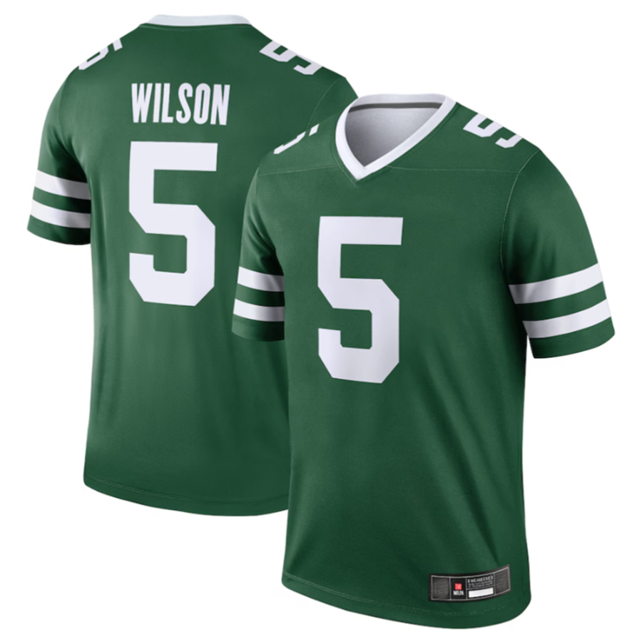 Tlead NY.Jets #5 Garrett Wilson Legacy Green Legend Jersey Stitched American Stitched Jersey