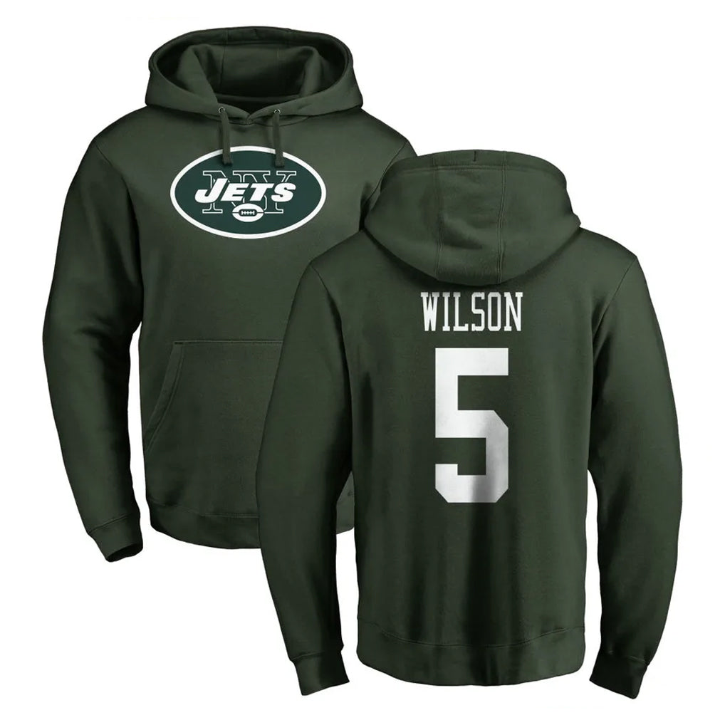 Tlead NY.Jets #5 Garrett Wilson Player Green LOGO Pullover Hoodies Limited Game Stitched Jerseys