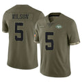 Tlead NY.Jets #5 Garrett Wilson Player Olive Salute To Service Limited Stitched Jerseys