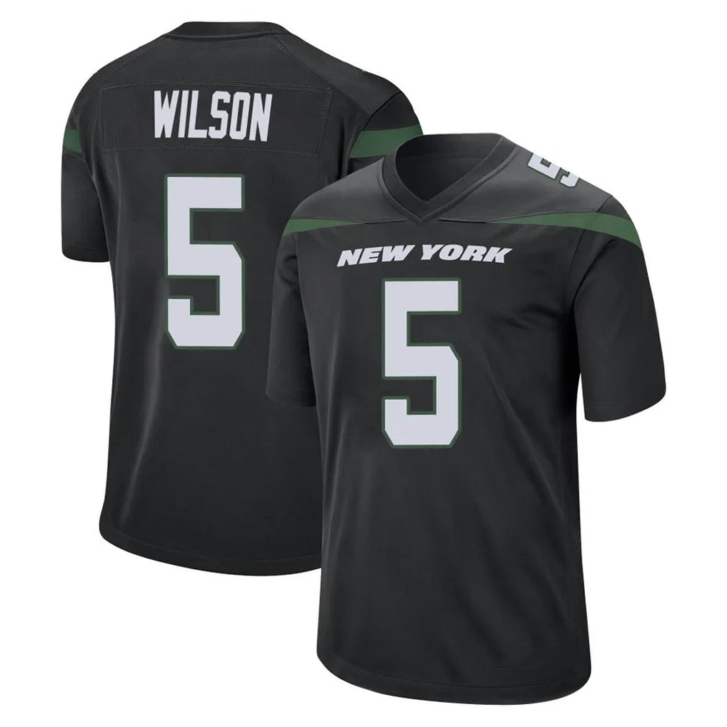 Tlead NY.Jets #5 Garrett Wilson Player Stealth Black Home Game Stitched Jerseys