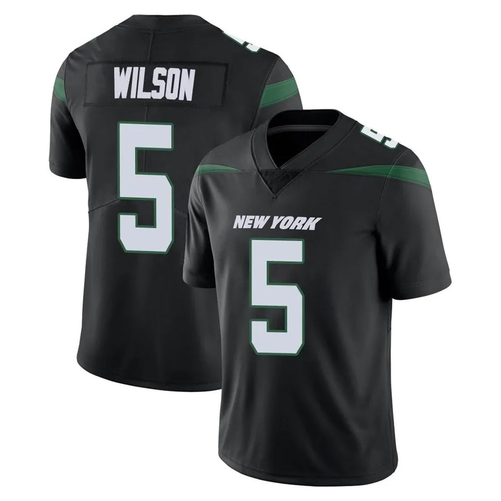 Tlead NY.Jets #5 Garrett Wilson Player Stealth Black Limited Vapor Home Game Stitched Jerseys