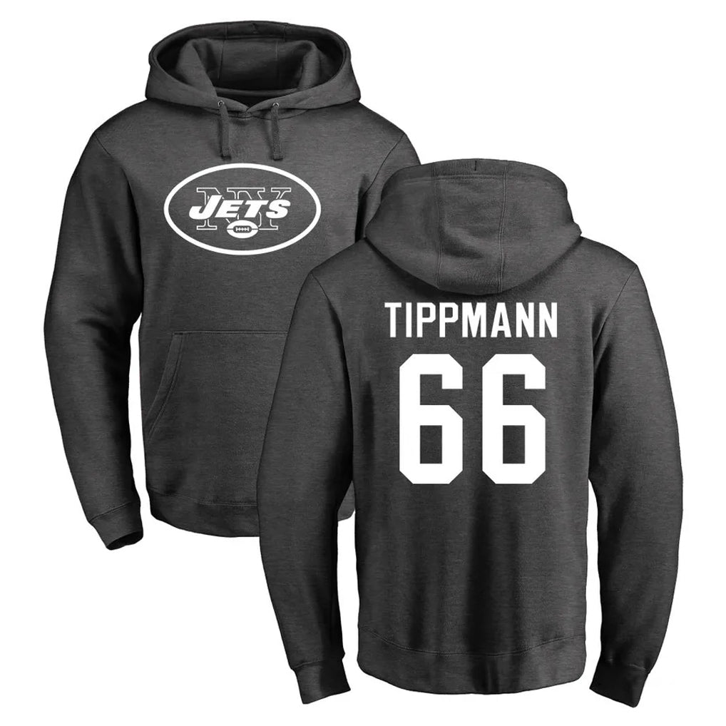 Tlead NY.Jets #66 Joe Tippmann Player Gray Pullover Hoodies Limited Game Stitched Jerseys