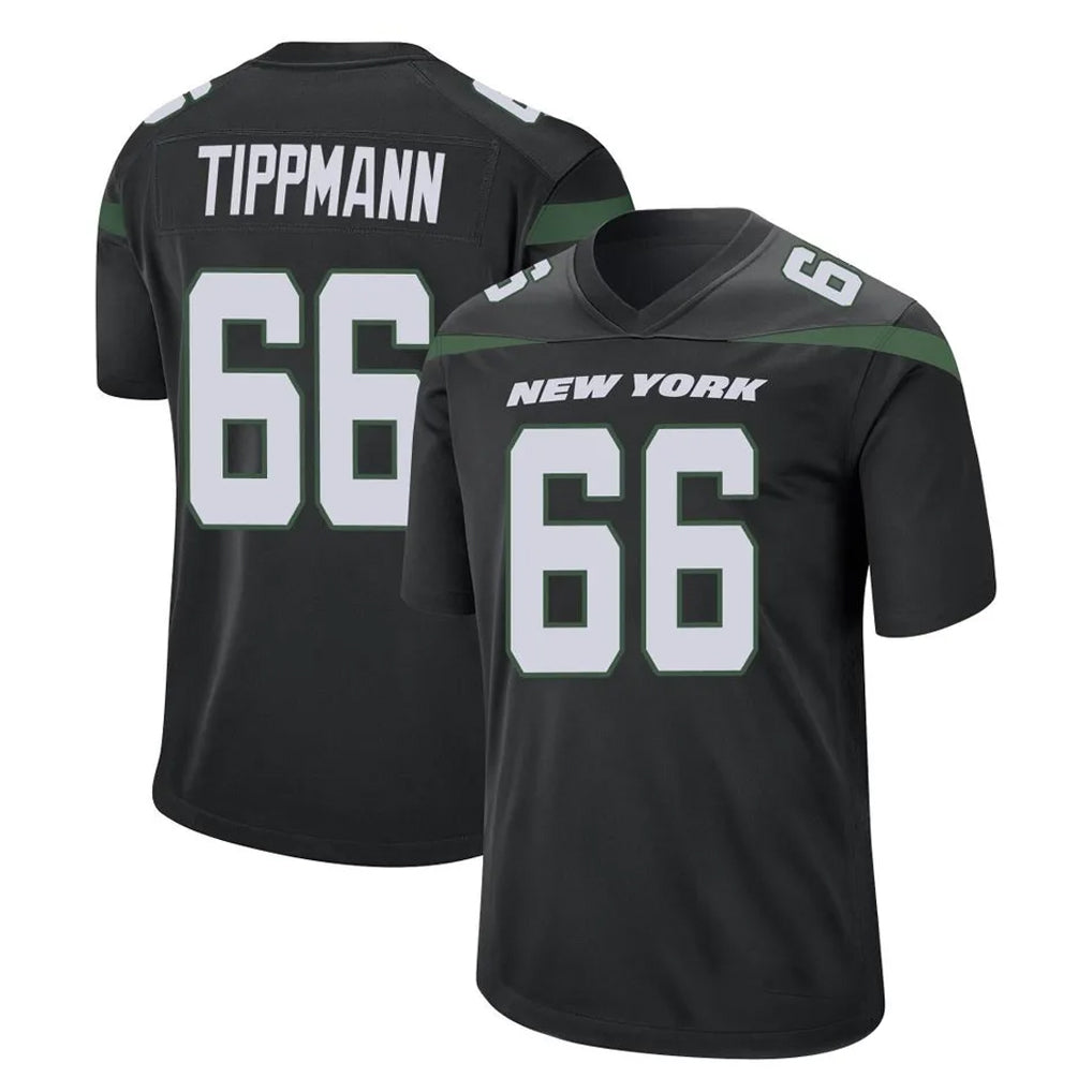Tlead NY.Jets #66 Joe Tippmann Player Stealth Black Home Game Stitched Jerseys