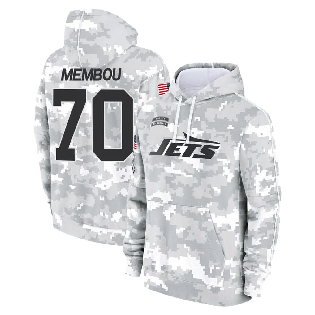 Tlead NY.Jets #70 Armand Membou Player Arctic Camo Salute to Service Pullover Hoodies Limited Game Stitched Jerseys