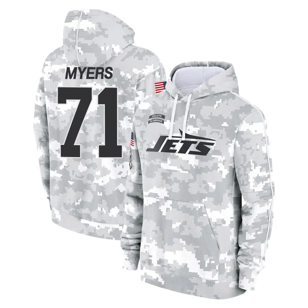 Tlead NY.Jets #71 Josh Myers Player Arctic Camo Salute to Service Pullover Hoodies Limited Game Stitched Jerseys