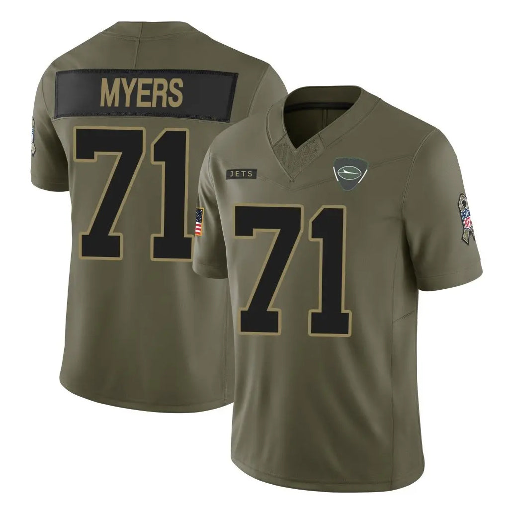 Tlead NY.Jets #71 Josh Myers Player Olive 2025 Salute To Service Limited Stitched Jerseys