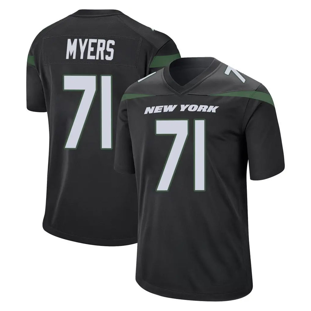 Tlead NY.Jets #71 Josh Myers Player Stealth Black Home Game Stitched Jerseys