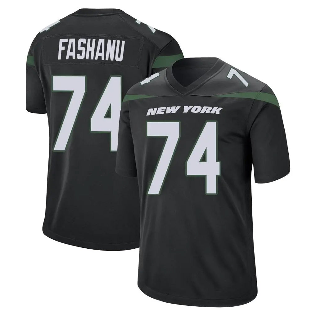 Tlead NY.Jets #74 Olu Fashanu Player Stealth Black Home Game Stitched Jerseys