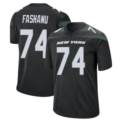 Tlead NY.Jets #74 Olu Fashanu Player Stealth Black Home Game Stitched Jerseys