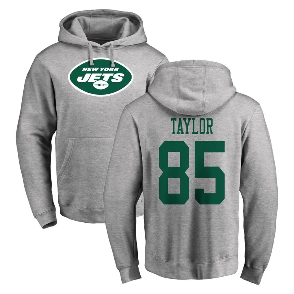 Tlead NY.Jets #85 Mason Taylor Player Gray LOGO Pullover Hoodies Limited Game Stitched Jerseys
