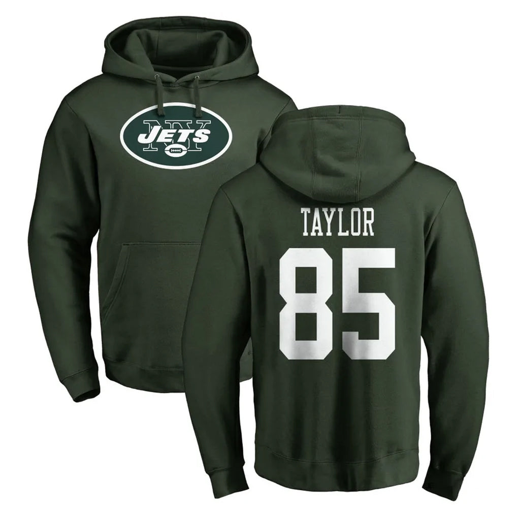 Tlead NY.Jets #85 Mason Taylor Player Green LOGO Pullover Hoodies Limited Game Stitched Jerseys
