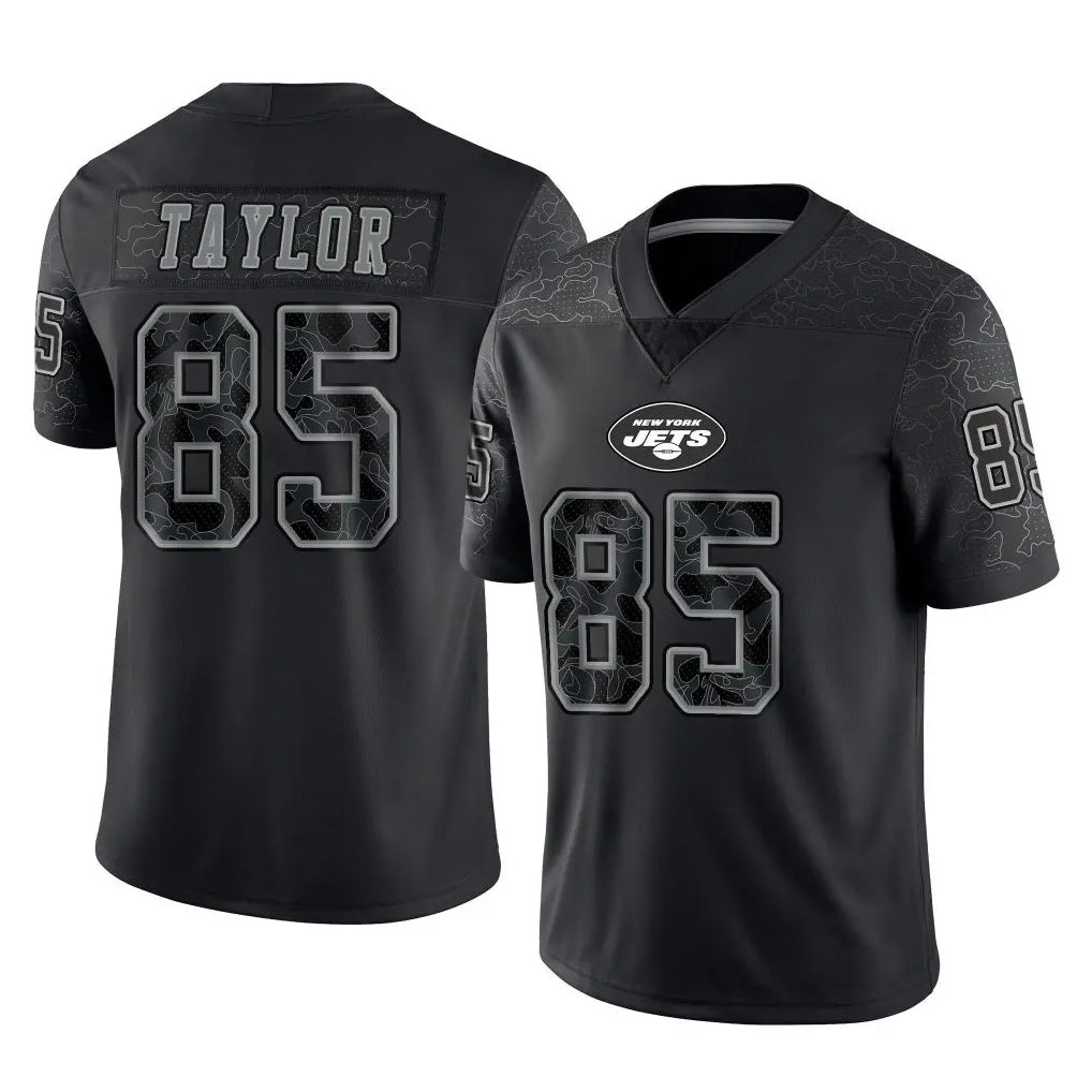 Tlead NY.Jets #85 Mason Taylor Player Stealth Black Limited Reflective Home Game Stitched Jerseys