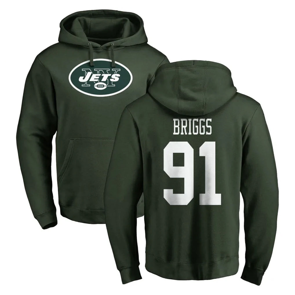 Tlead NY.Jets #91 Jowon Briggs Player Green LOGO Pullover Hoodies Limited Game Stitched Jerseys