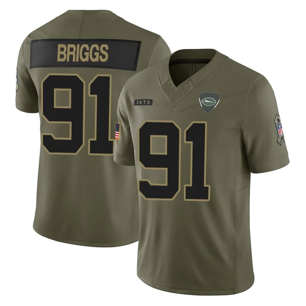 Tlead NY.Jets #91 Jowon Briggs Player Olive 2025 Salute To Service Limited Stitched Jerseys