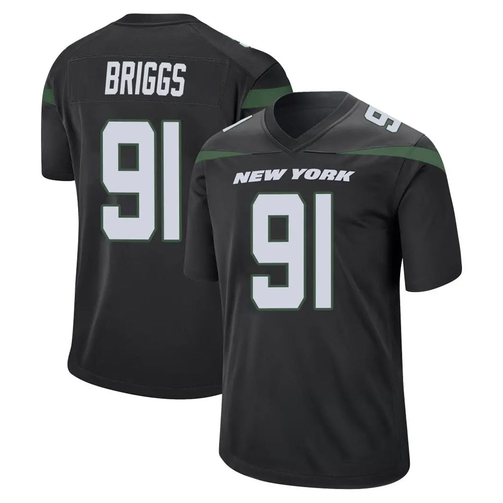Tlead NY.Jets #91 Jowon Briggs Player Stealth Black Home Game Stitched Jerseys